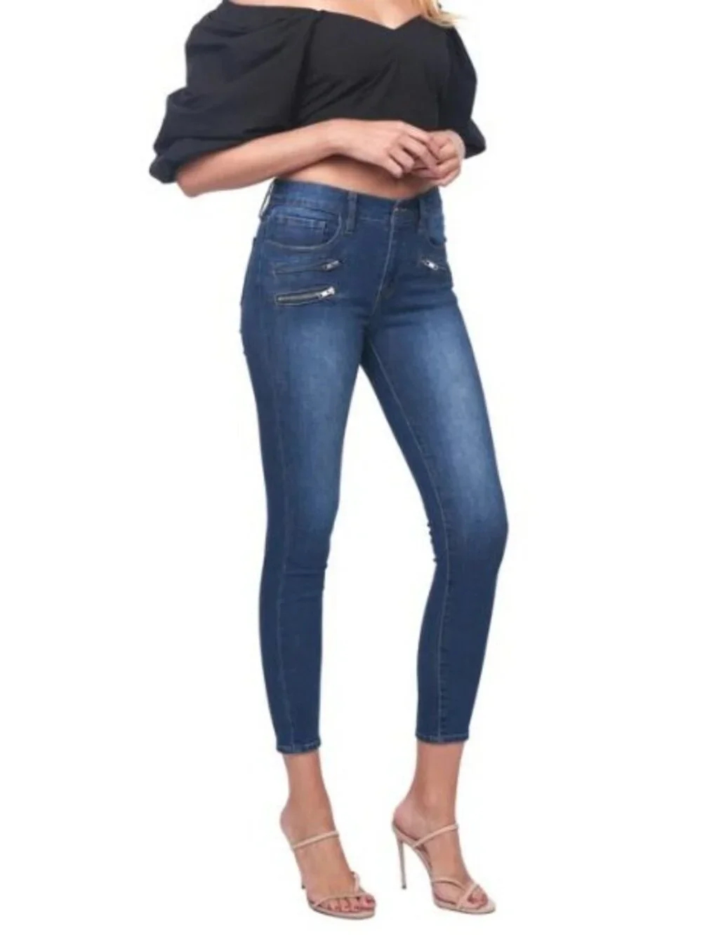 Etienne Marcel Size 27 Jeans Zipper Pocket Embellished EM7034 NWT Skinny Ankle